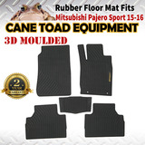 3D Rubber Floor Mats Fits Mitsubishi Pajero Sports 15-onwards 1st&2nd Row Heavy Duty All Weather