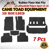 3D Rubber Floor Mats Fits Mitsubishi Pajero Sports 15-onwards Full Set Heavy Duty All Weather