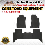 3D Rubber Floor Mats Fits Toyota Hilux 2015 on Dual Cab Manual Heavy Duty All weather