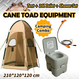 20L Camping Portable Toilet & Shower Tent & 12V Shower Set Camping Change Room Shelter Ensuite