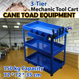 Mechanic Trolley 3-Tier Tool Cart 150kgs Load All Metal Workshop Blue