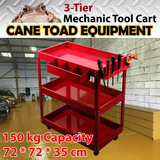 3-Tier Tool Cart Mechanic Trolley All Metal 150KG Load Workshop